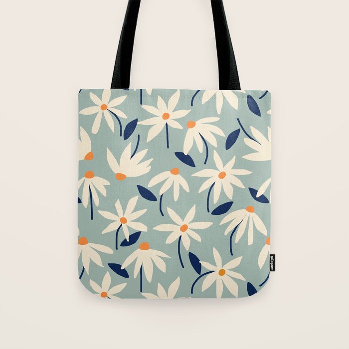 Drifting Daisies #2 - blue orange Tote Bag Gallery Image 1