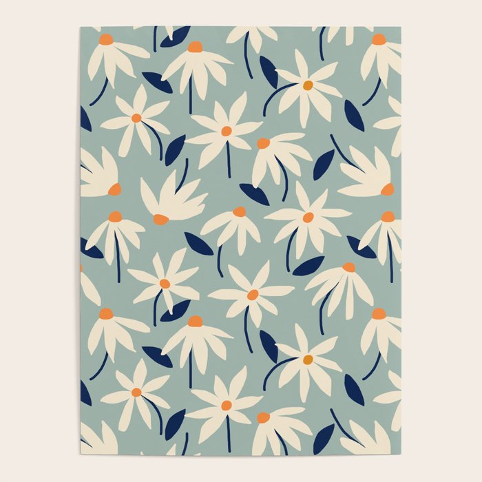Drifting Daisies #2 - blue orange Poster Gallery Image 4