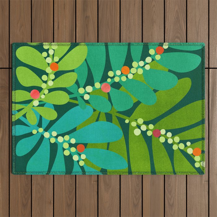 Mistletoe Greenery Illustration Outdoor Rug Gallery Image 1