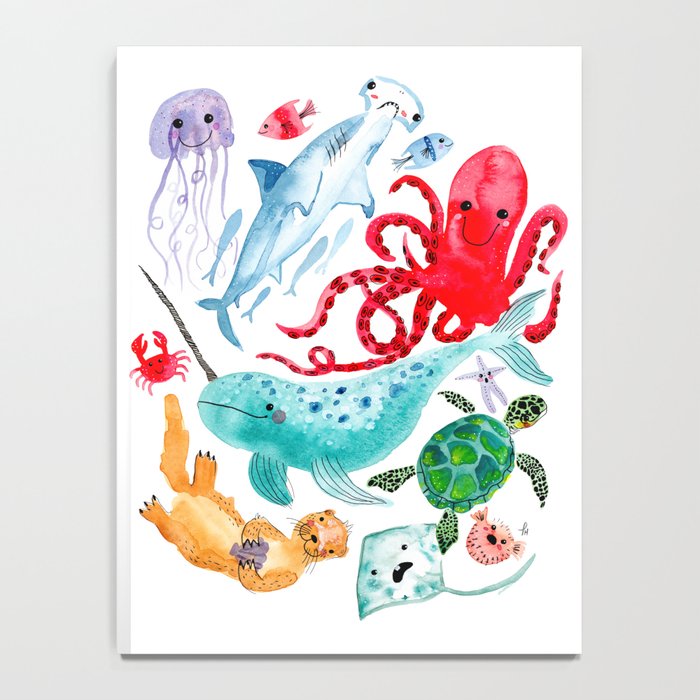 Ocean Creatures - Sea Animals Characters - Watercolor Notebook Gallery Image 4