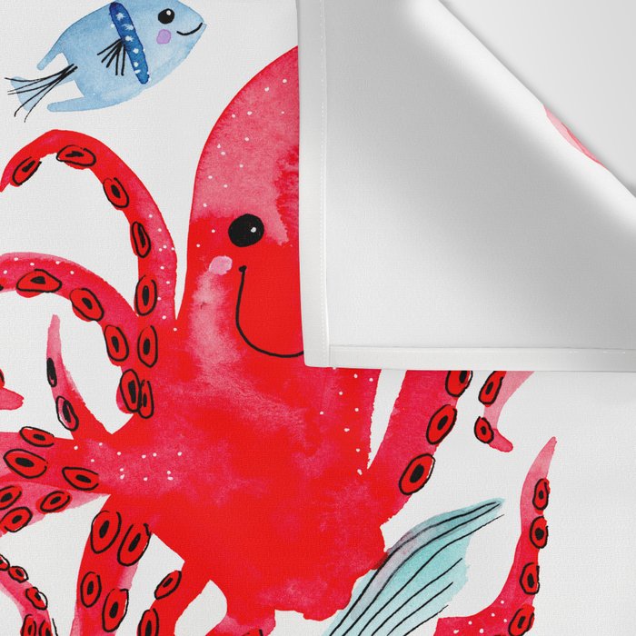 Ocean Creatures - Sea Animals Characters - Watercolor Wall Tapestry Gallery Image 3