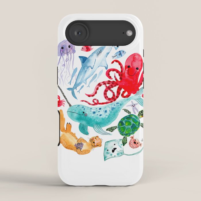 Ocean Creatures - Sea Animals Characters - Watercolor iPhone Case Gallery Image 2