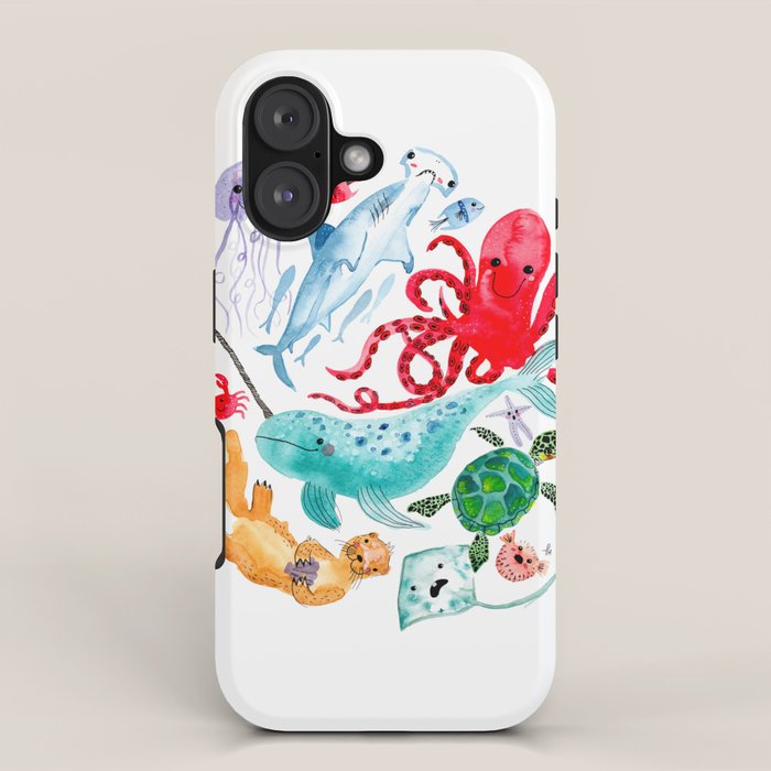 Ocean Creatures - Sea Animals Characters - Watercolor iPhone Case Gallery Image 1