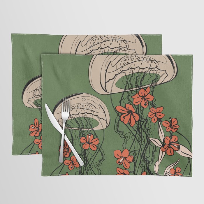 Floral Jellyfishes 2 Placemat Gallery Image 1