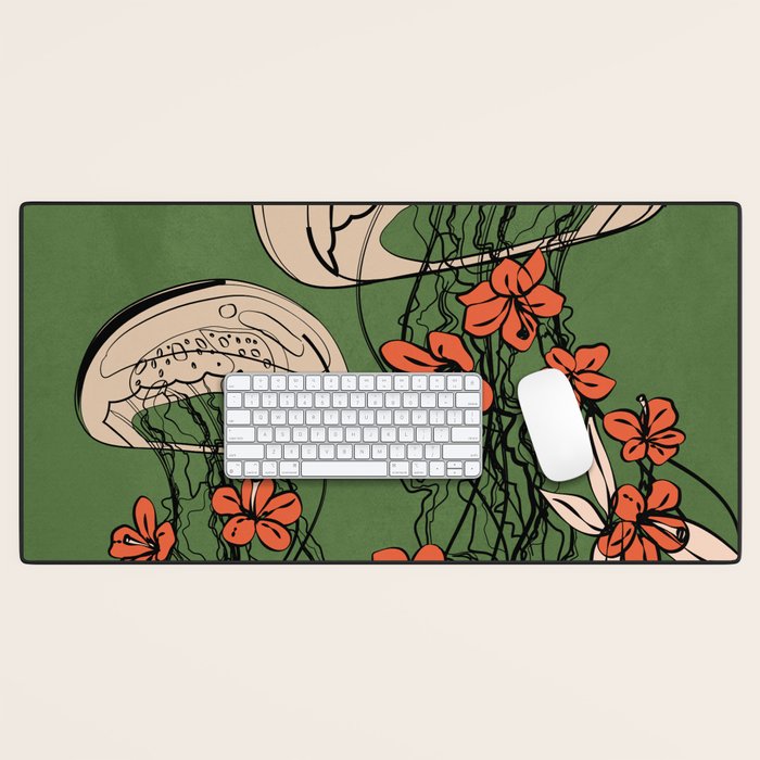 Floral Jellyfishes 2 Desk Mat Gallery Image 1