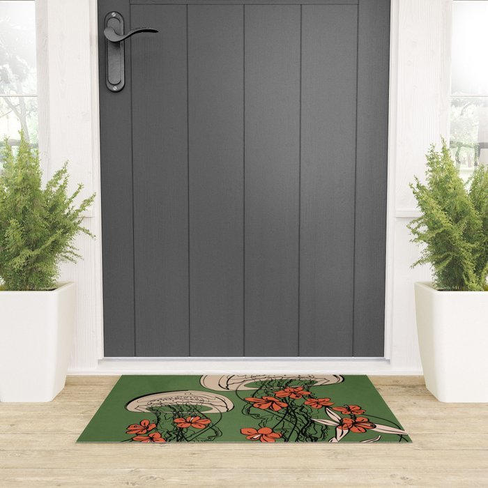 Floral Jellyfishes 2 Welcome Mat Gallery Image 3