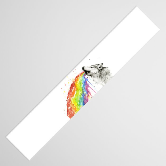 Wolf Howling Rainbow Watercolor Table Runner Gallery Image 3