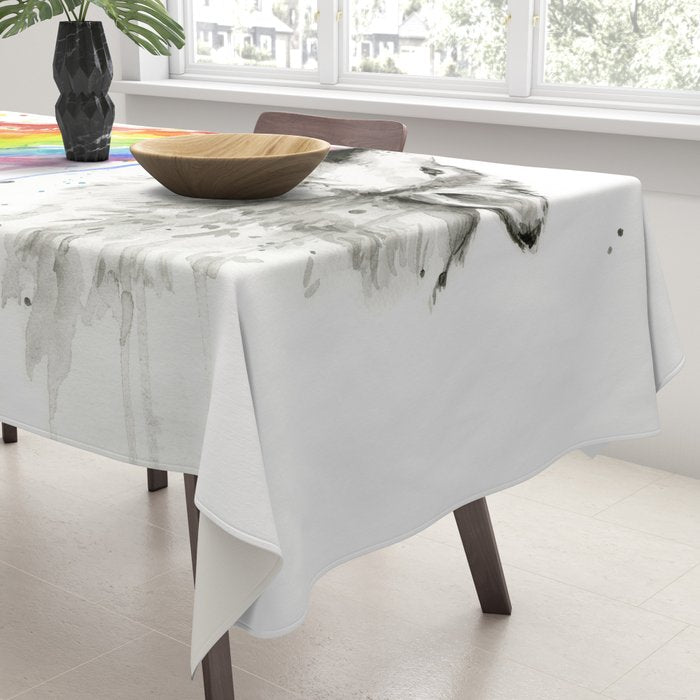 Wolf Howling Rainbow Watercolor Tablecloth Gallery Image 3