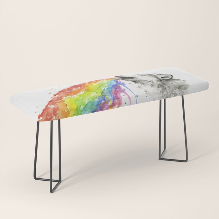 Wolf Howling Rainbow Watercolor Bench Gallery Image 1