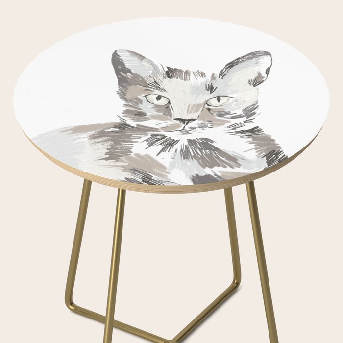 Minimalist Line Art Cat Side Table Gallery Image 2