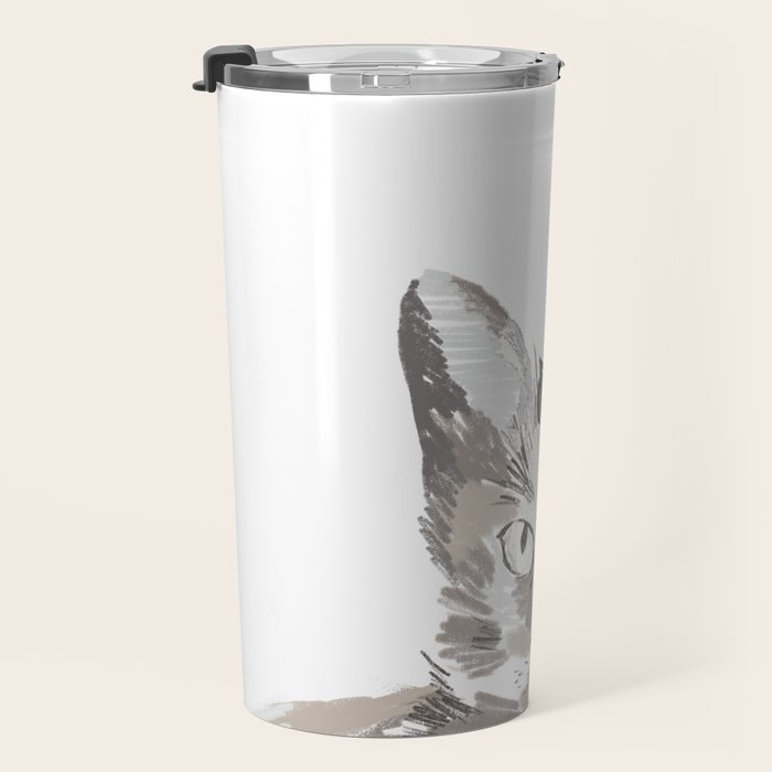 Minimalist Line Art Cat Travel Mug Gallery Image 3