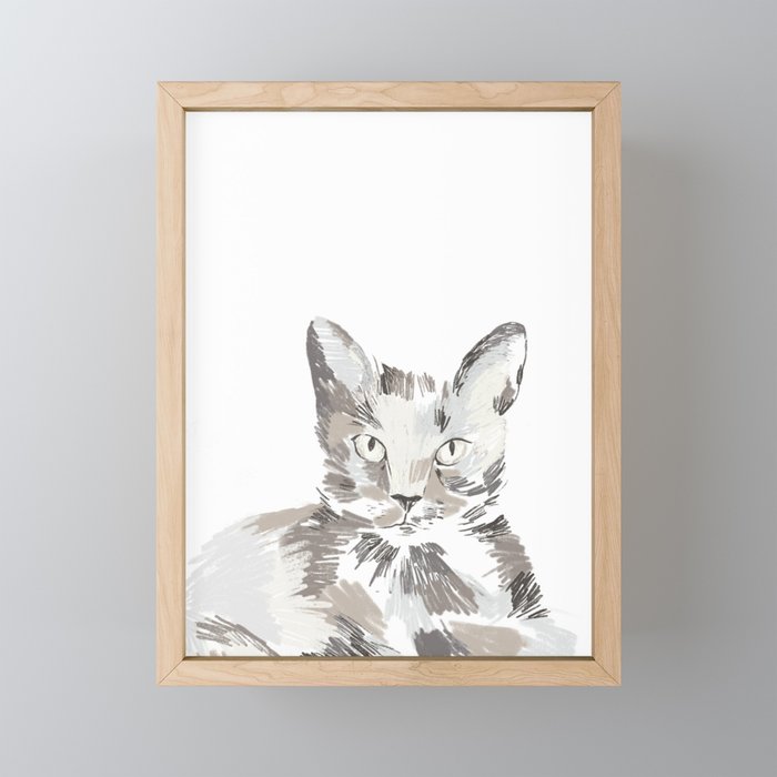 Minimalist Line Art Cat Mini Art Print Gallery Image 1