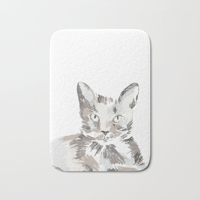 Minimalist Line Art Cat Bath Mat Gallery Image 1