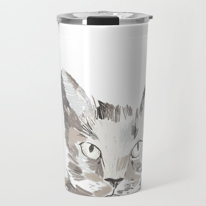 Minimalist Line Art Cat Travel Mug Gallery Image 1