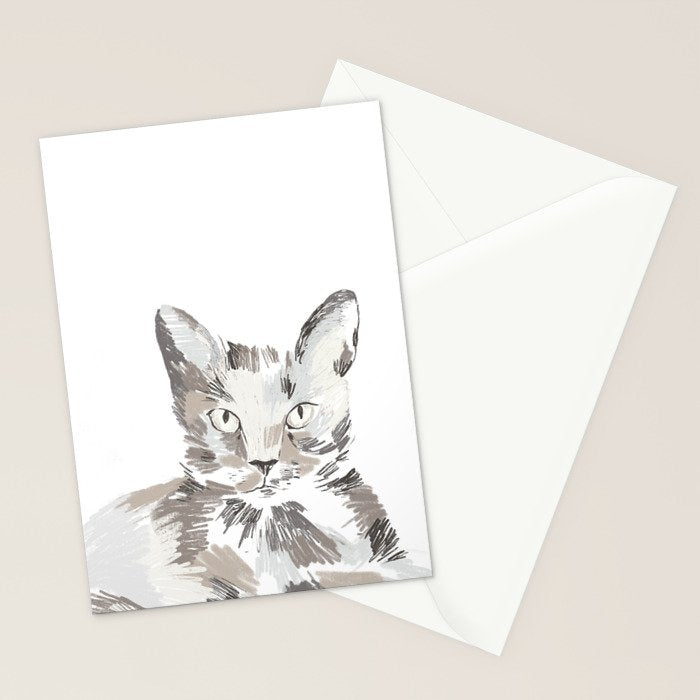 Minimalist Line Art Cat Stationery Card Gallery Image 2