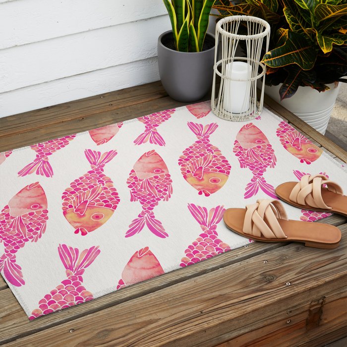 Indonesian Fish Duo - Pink Palette Outdoor Rug Gallery Image 2