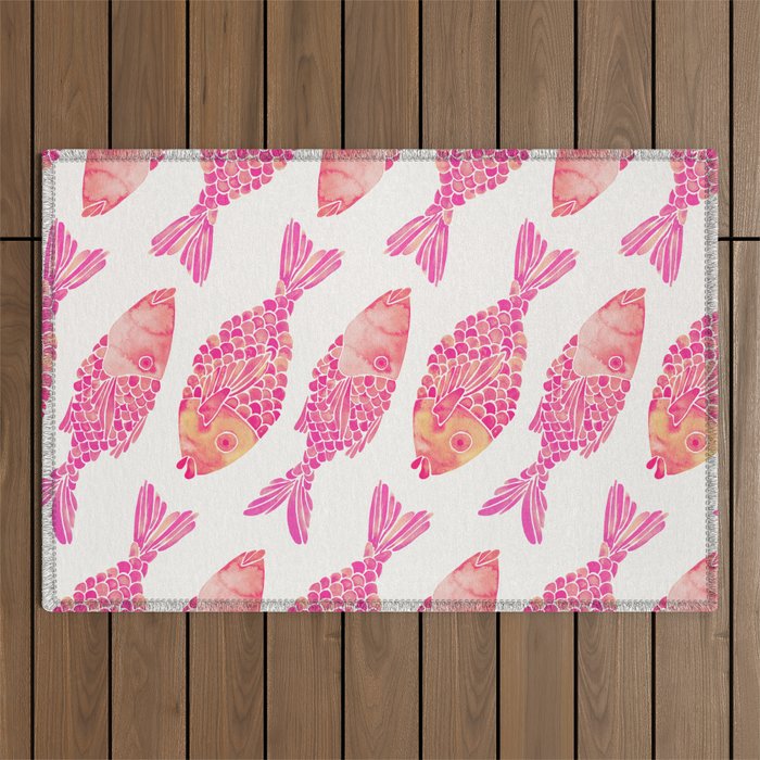 Indonesian Fish Duo - Pink Palette Outdoor Rug Gallery Image 1