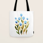 Simple watercolor flowers - blue and sap green Tote Bag Gallery Image 1