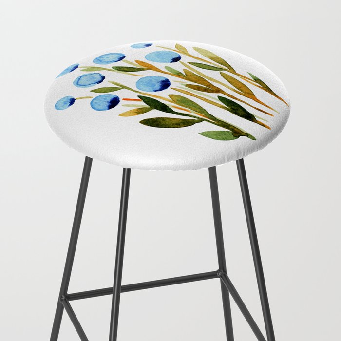 Simple watercolor flowers - blue and sap green Stool Gallery Image 2