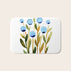 Simple watercolor flowers - blue and sap green Bath Mat Gallery Image 1