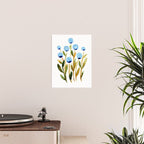 Simple watercolor flowers - blue and sap green Poster Gallery Image 2