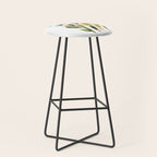 Simple watercolor flowers - blue and sap green Stool Gallery Image 1