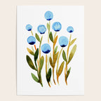 Simple watercolor flowers - blue and sap green Poster Gallery Image 4