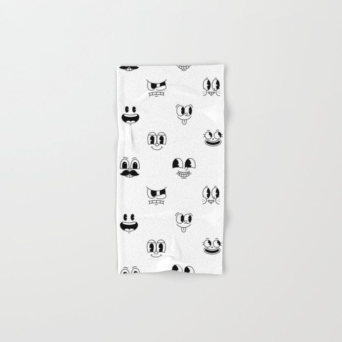 Vintage cartoon mascot face doodle pattern Bath Towel Gallery Image 1