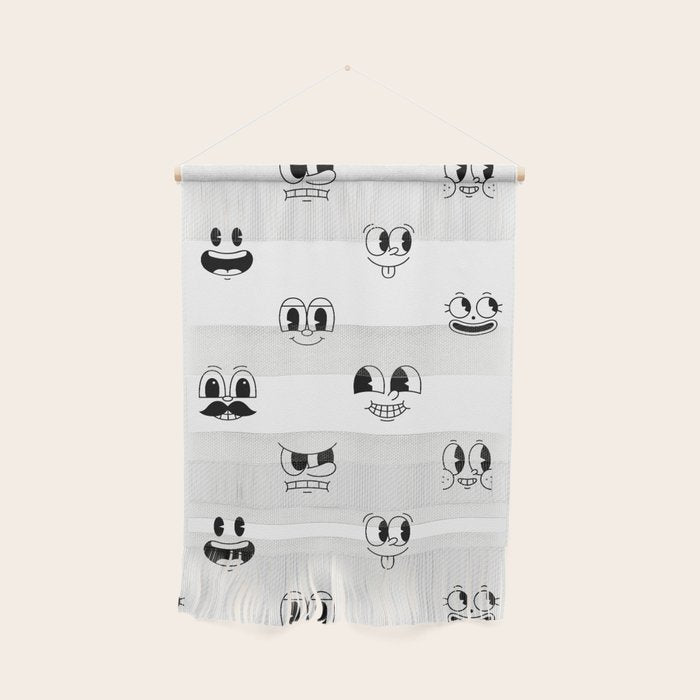 Vintage cartoon mascot face doodle pattern Wall Hanging Gallery Image 1