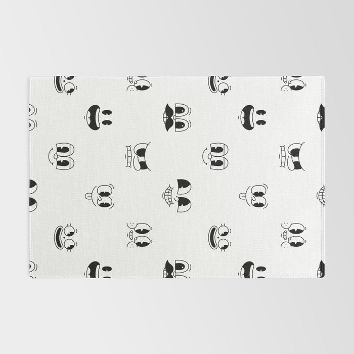 Vintage cartoon mascot face doodle pattern Rug Gallery Image 2
