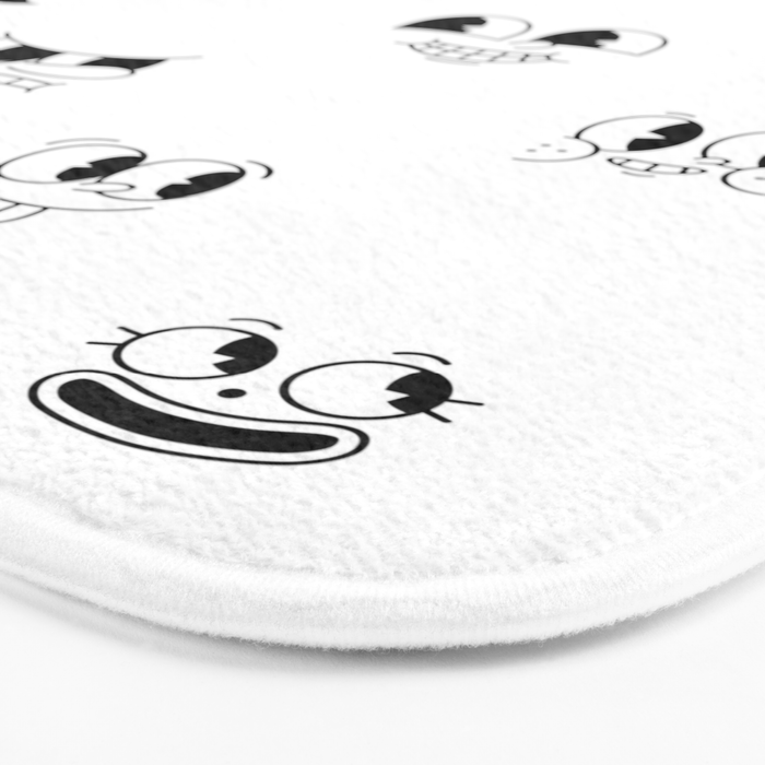 Vintage cartoon mascot face doodle pattern Bath Mat Gallery Image 3