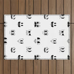 Vintage cartoon mascot face doodle pattern Outdoor Rug Gallery Image 1