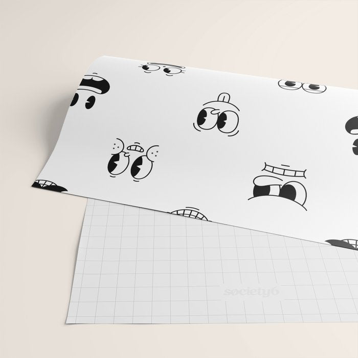 Vintage cartoon mascot face doodle pattern Wrapping Paper Gallery Image 2