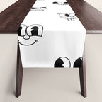 Vintage cartoon mascot face doodle pattern Table Runner Gallery Image 1