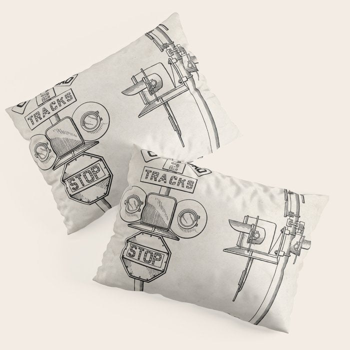 Railroad Crossing Patent - Train Crossing Art - Antique Pillow Sham Gallery Image 3