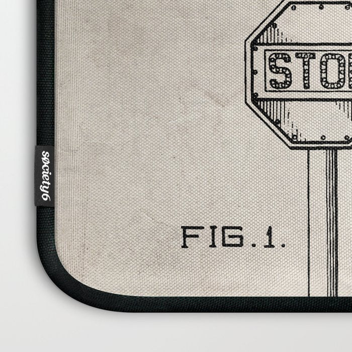 Railroad Crossing Patent - Train Crossing Art - Antique Laptop Sleeve Gallery Image 3