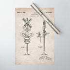 Railroad Crossing Patent - Train Crossing Art - Antique Wrapping Paper Gallery Image 1