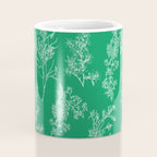Botanical Cottage Floral Pattern in Kelly Green and White Coffee Mug Gallery Image 4
