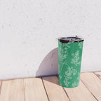 Botanical Cottage Floral Pattern in Kelly Green and White Travel Mug Gallery Image 4