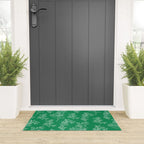 Botanical Cottage Floral Pattern in Kelly Green and White Welcome Mat Gallery Image 3