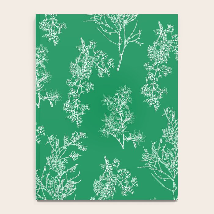 Botanical Cottage Floral Pattern in Kelly Green and White Notebook Gallery Image 4