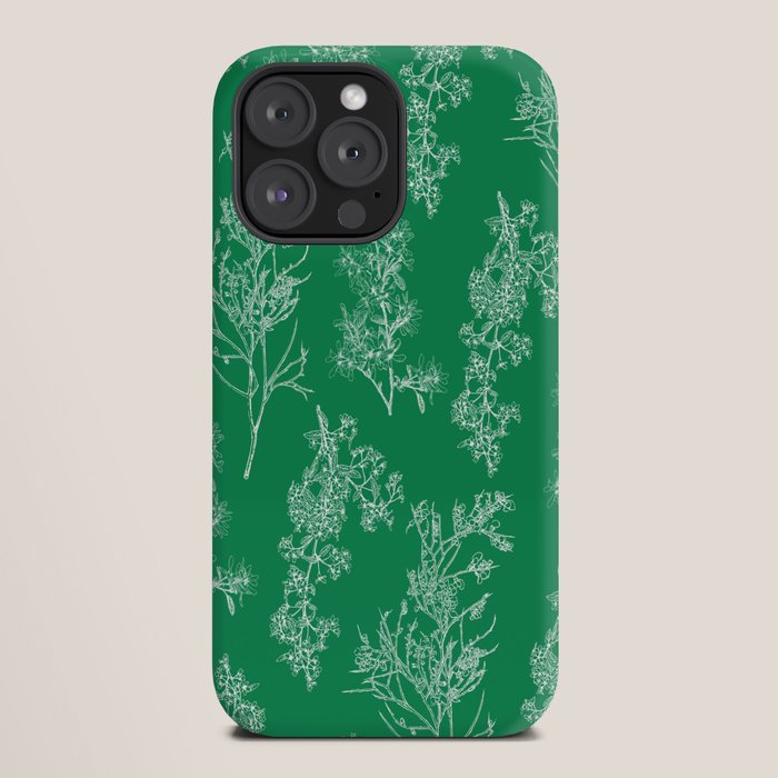 Botanical Cottage Floral Pattern in Kelly Green and White iPhone Case Gallery Image 20