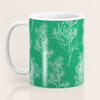Botanical Cottage Floral Pattern in Kelly Green and White Coffee Mug Gallery Image 3