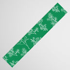 Botanical Cottage Floral Pattern in Kelly Green and White Table Runner Gallery Image 3