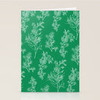 Botanical Cottage Floral Pattern in Kelly Green and White Stationery Card Gallery Image 2