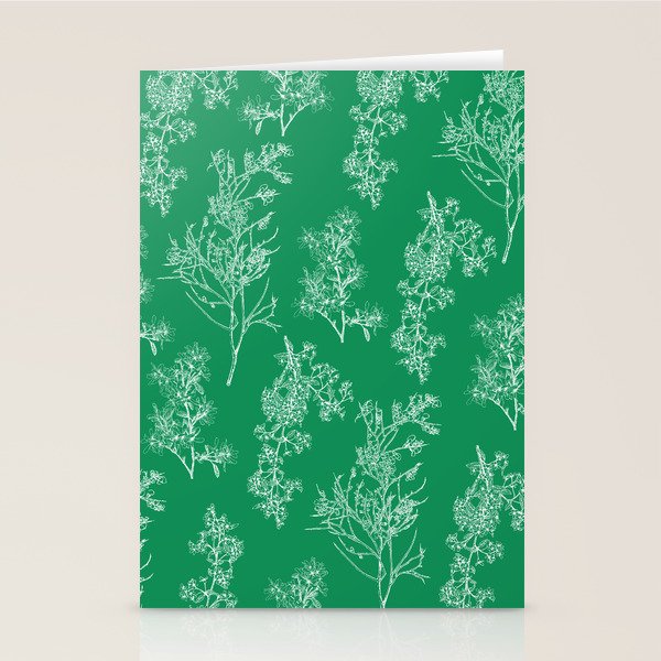 Botanical Cottage Floral Pattern in Kelly Green and White Stationery Card Gallery Image 2