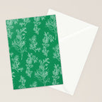 Botanical Cottage Floral Pattern in Kelly Green and White Stationery Card Gallery Image 2
