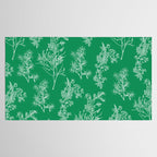Botanical Cottage Floral Pattern in Kelly Green and White Tablecloth Gallery Image 2