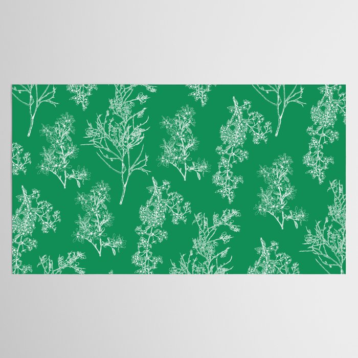 Botanical Cottage Floral Pattern in Kelly Green and White Tablecloth Gallery Image 2