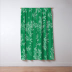Botanical Cottage Floral Pattern in Kelly Green and White Window Curtain Gallery Image 3